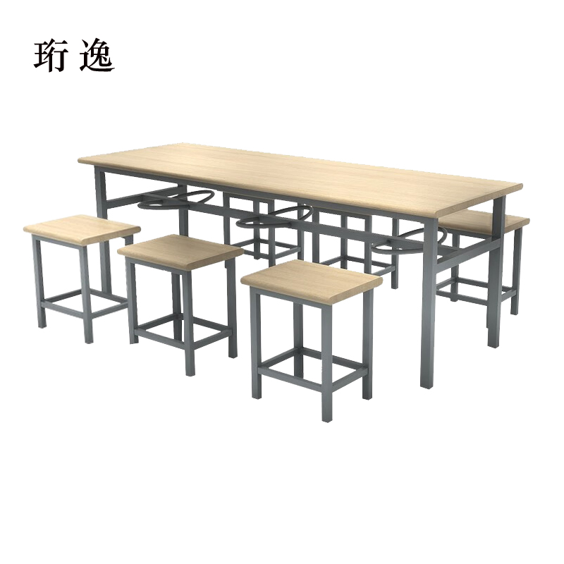 珩逸冷轧钢六人餐桌学生食堂公司职员户外桌椅组合1600*600*750高清大图