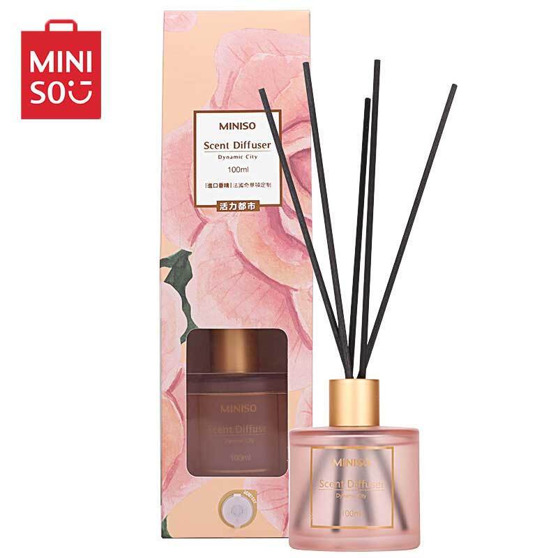 名创优品(miniso) 活力都市无火香薰 居家室内房间卧室藤条香氛精油 卫生间厕所空气清新剂100ml