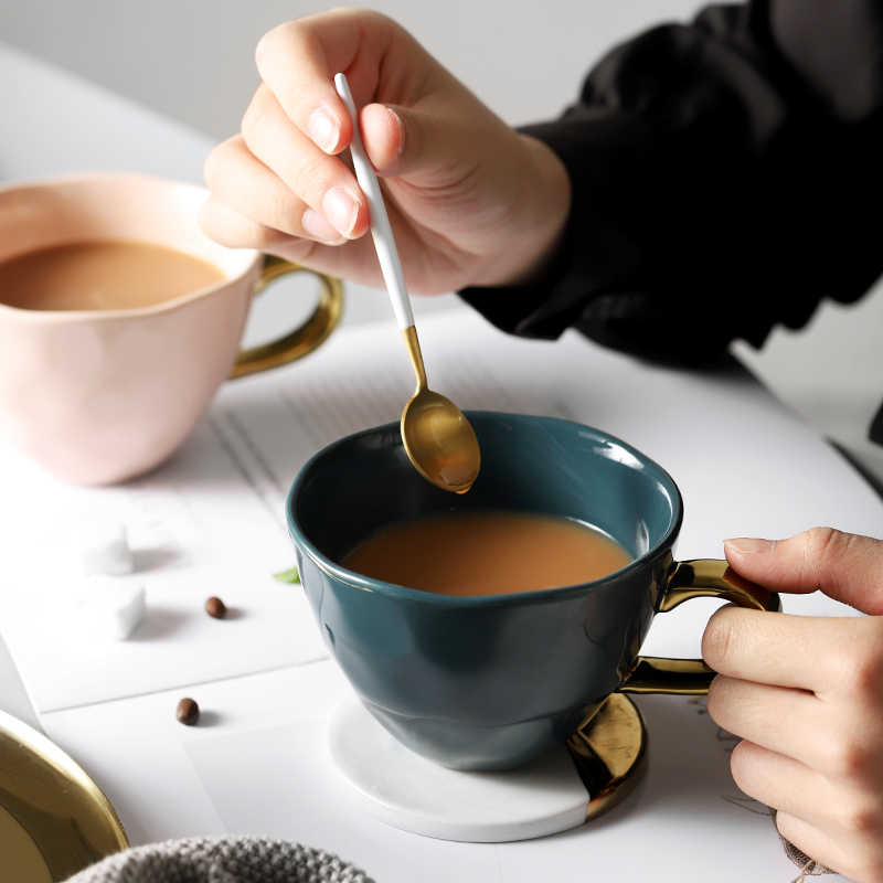家柏饰(CORATED)简约家用马克杯北欧陶瓷杯办公室欧式小单个优雅咖啡杯女 绿色高清大图