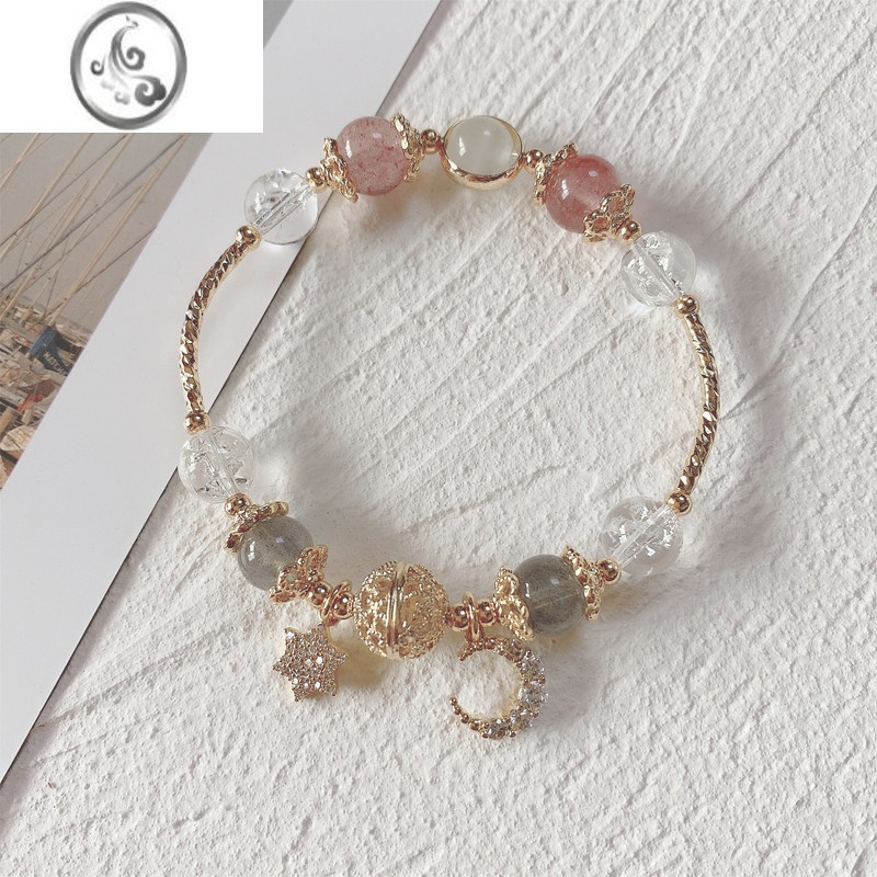 jimi草莓晶水晶手链女月光石白水晶小众设计ins风少女心闺蜜礼物原创