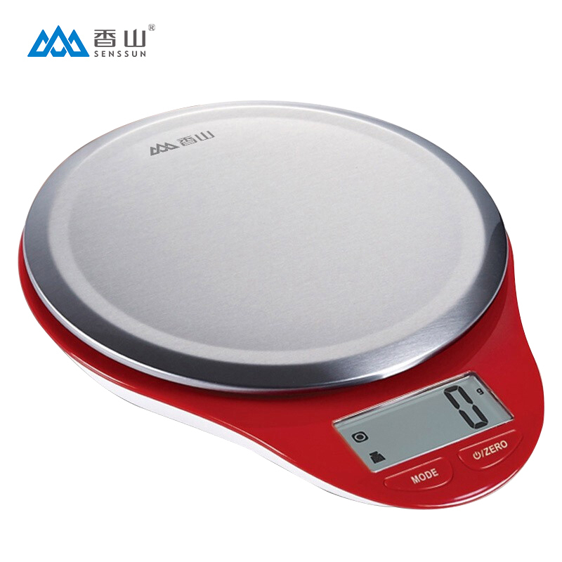香山厨房秤家用电子秤 高精准烘焙工具食物克秤 EK3226-5kg/1g-时尚红