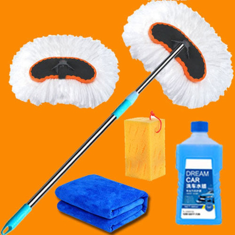 纯棉线可伸缩长杆洗车拖把洗车刷车刷子汽车用品刷车工具擦车拖把