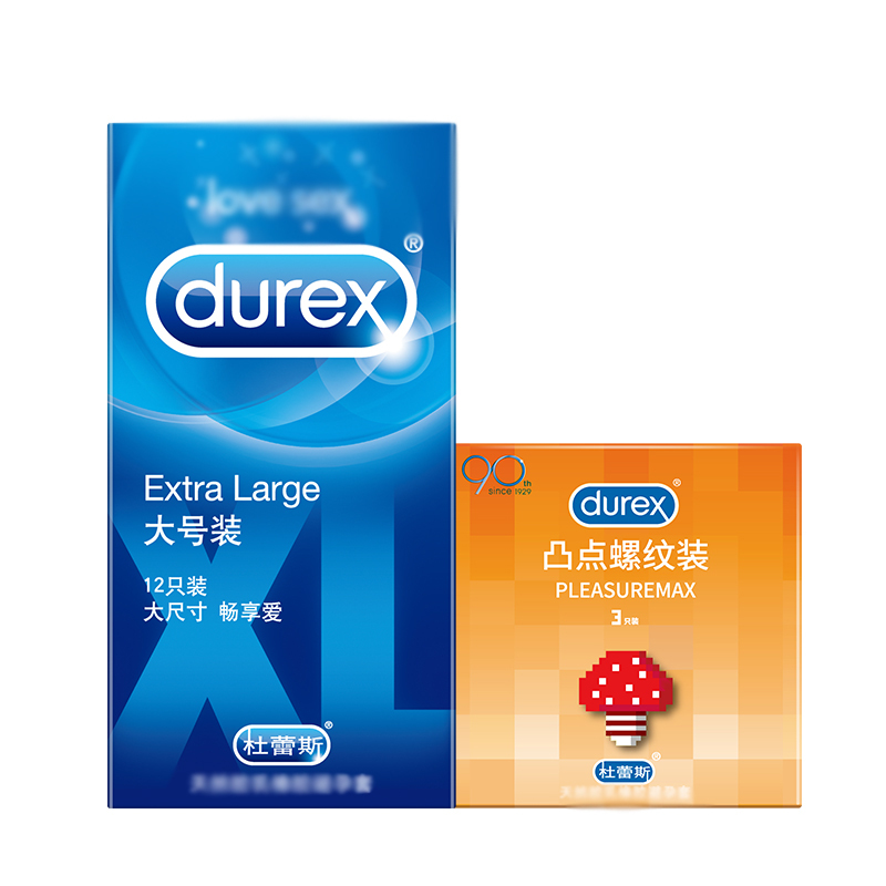 杜蕾斯durex避孕套大号12只凸点螺纹3只标准款安全套套男用成人情趣型