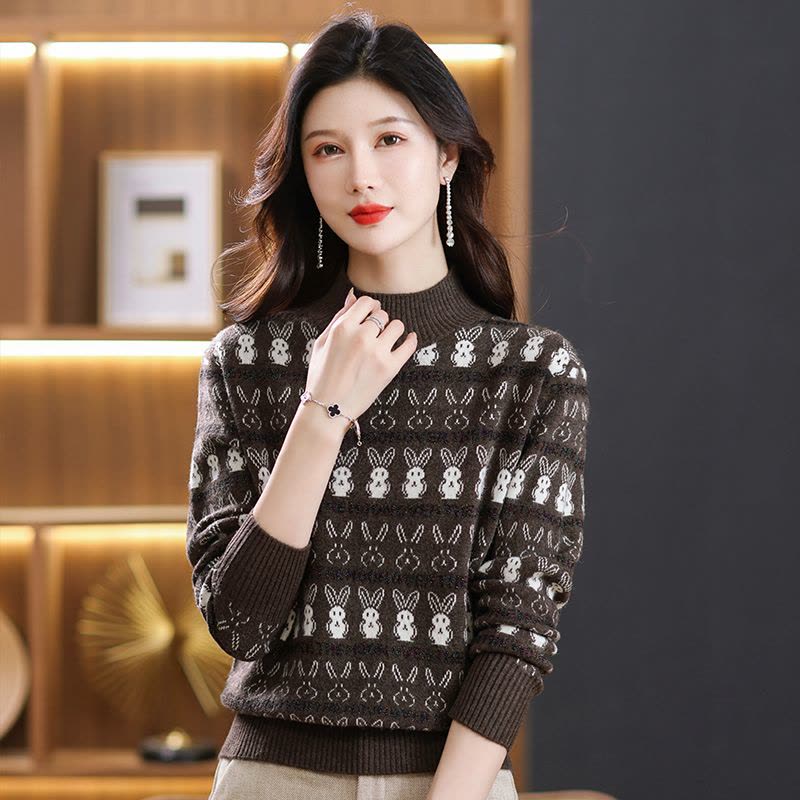 免费试穿 秋冬款短款毛衣女内搭春秋半高领针织打底衫女套头毛衣半高领条纹套头短款内搭针织打底衫上衣服打底衫显瘦洋气打底衫女图片