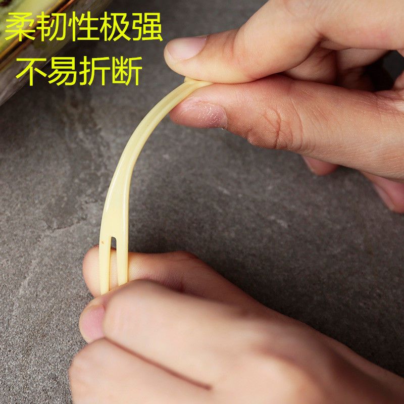 快生活一次性水果叉家用小叉子塑料水果签插透明单独包装创意可爱 竹节叉(一包100支)绿色