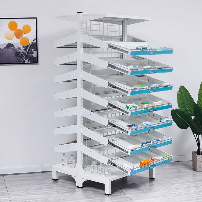 永格西药架医院药房诊所放药双面架子药店药品架药盘架调剂桌柜视频