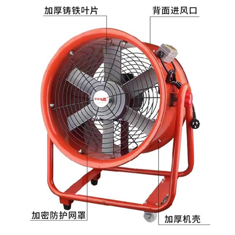 西佑 壹玖捌捌手提式轴流风机220/380V隧道通风机鼓风机排风扇抽风高速工业便携移动便式-16寸380V直径47CM高清大图