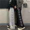小熊裤子女2021新款春夏韩版ins黑色薄款休闲裤宽松直筒阔腿裤潮 浅灰色直筒常规 M