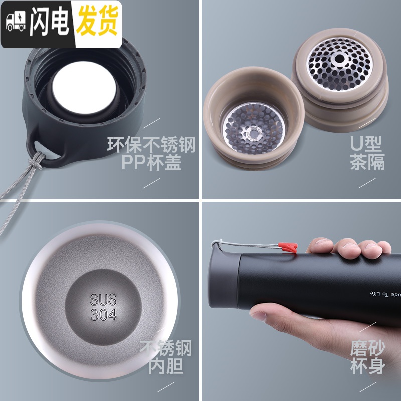 三维工匠简约创意保温杯女便携大容量情侣水杯子男士个性潮流茶杯学生ins 黑色-300高清大图