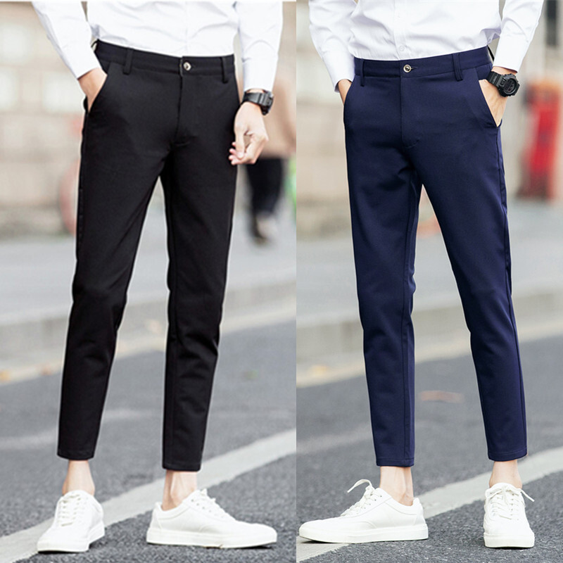 春秋男生九分裤西裤修身小脚裤韩版男裤英伦夏季休闲裤子男潮
