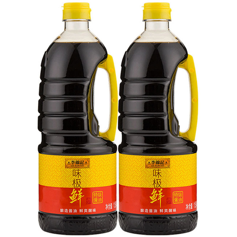 李锦记 味极鲜1.54KG*2瓶 采用非转基因大豆,精心酿造的特级酱油,厨房调味好选择!生抽 酿造酱油 瓶装