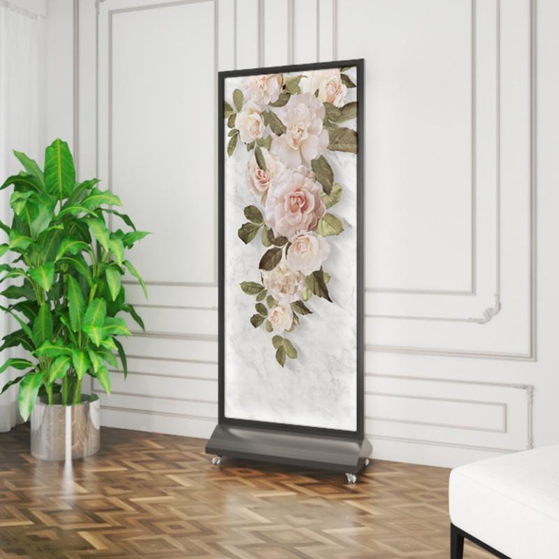 BONJEAN北欧屏风隔断客厅遮挡家用现代轻奢卧室装饰带灯可移动铝合金座屏高清大图