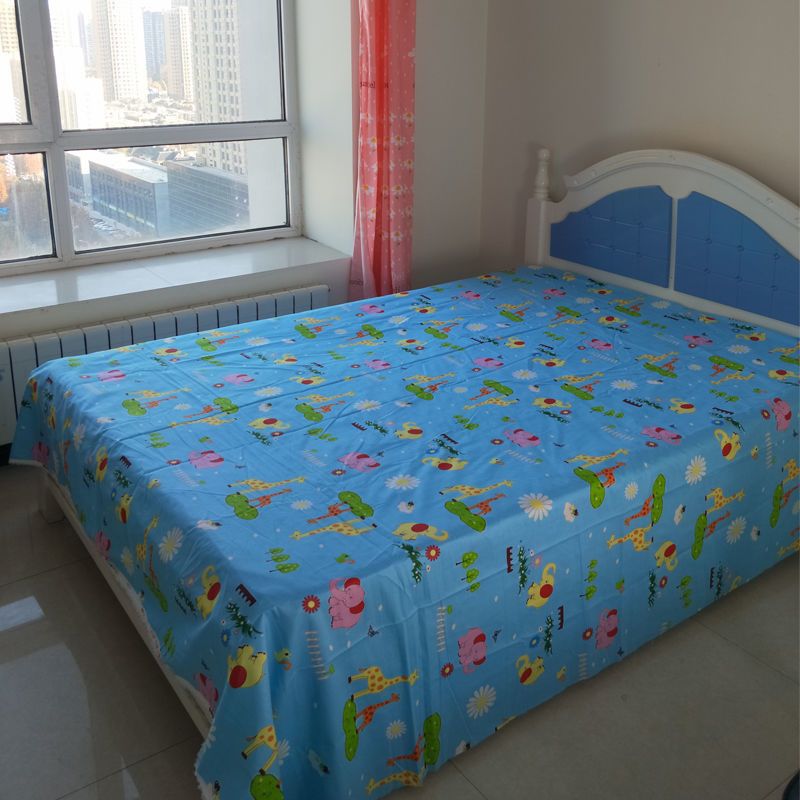 纯棉布料幼儿园三件套全棉宝宝包被床上床单被套褥子套加工定制 蓝底恐龙加厚 一米价 要几米数量选几235宽