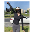 锦纶原纱冰丝凉感瑜伽外套修身款防晒衣女夏季防紫外线透气防晒服 纯欲锦防晒衣黑 XL【120-140斤】