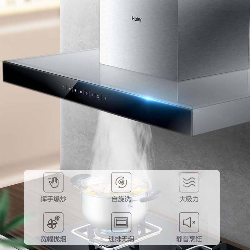 海尔(Haier)吸排油烟机CXW-219-ET903 欧式抽油烟机 20爆炒大吸力 一级能效 触控 家用 海尔厨房电器