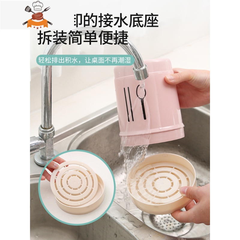 带盖防尘筷子篓餐具勺子收纳置物架筷篓筷子筒家用筷筒筷笼 敬平 北欧蓝带盖防尘款餐具架高清大图
