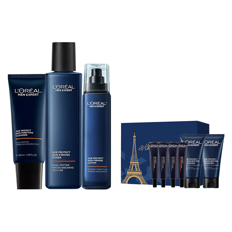 欧莱雅男士青春肌源淡纹套装抗皱紧致洗面奶水乳护肤品生日礼物送男朋友高清大图