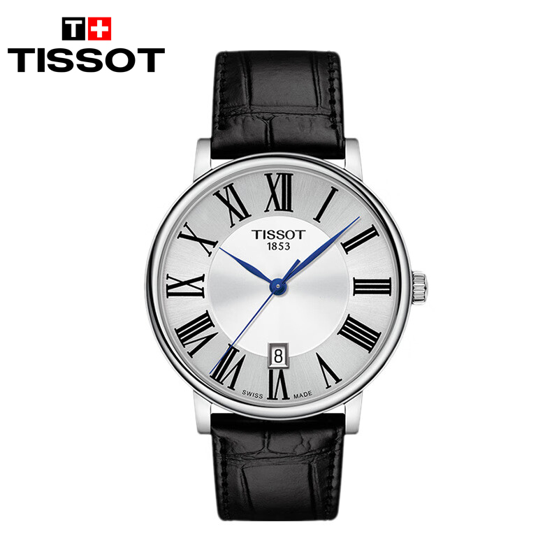 天梭(TISSOT)瑞士手表 卡森臻我系列腕表 皮带石英男表T122.410.16.033.00