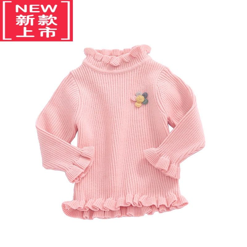 可莉允女童毛衣加绒加厚宝宝套头打底衫婴儿针织衫白色半高领保暖秋冬装图片