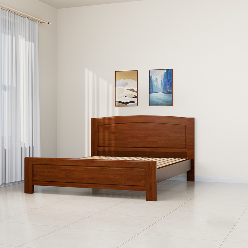 臻远ZY5062705 实木环保漆家具 实木双人床 1.8米 胡桃色高清大图