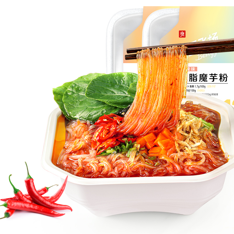 [良品铺子飞扬-低脂魔芋粉270gx4盒]酸辣粉丝代餐方便速食充饥方便面