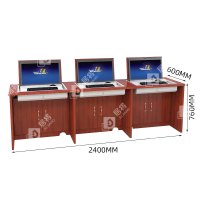 居将 JJ4022310 多媒体翻转电脑桌电教室培训桌隐藏式机房电脑桌 三人位