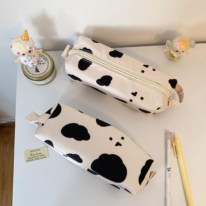 羊羔毛白色笔袋只要笔袋奶牛笔袋女学生初中生ins风可爱软萌大容量高