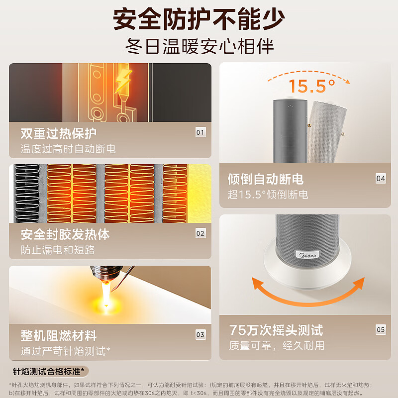 美的(Midea)[石墨烯速热]直流变频家用暖风机取暖器/小型电暖器电暖气/电热风扇/节能小太阳暖脚神器HFS20DQ高清大图
