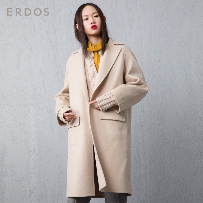 ERDOS 纯色简约女士羊绒大衣温暖舒适外套通勤淑女