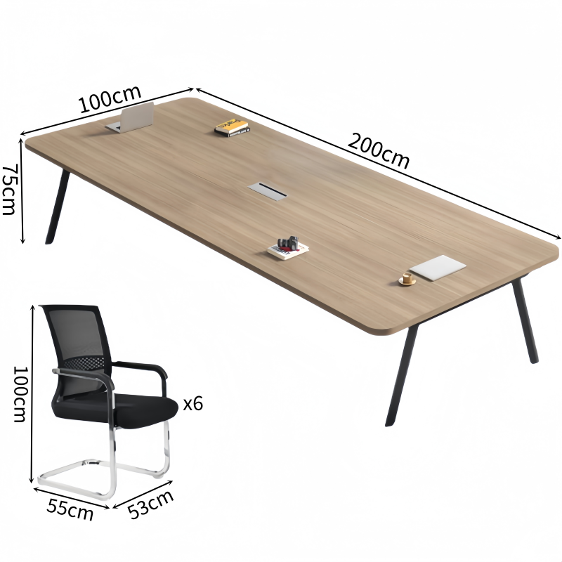 豫龙都 会议桌 2米+6椅 套高清大图