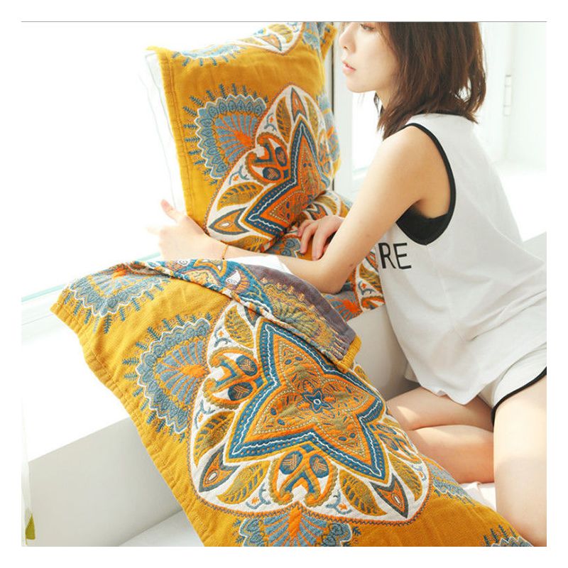 五层全棉欧式雀屏大枕巾家用一对装不掉色不起球学生宿舍单人枕巾