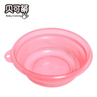 贝可萌(Baby Coming)宝宝折叠多用盆(粉色) 宝宝脸盆 洗脚盆 便携式脸盆