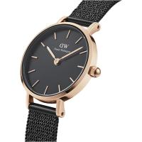 丹尼尔惠灵顿(Daniel Wellington)女式机械表时尚简约玫瑰金不锈钢防水黑色网带腕表