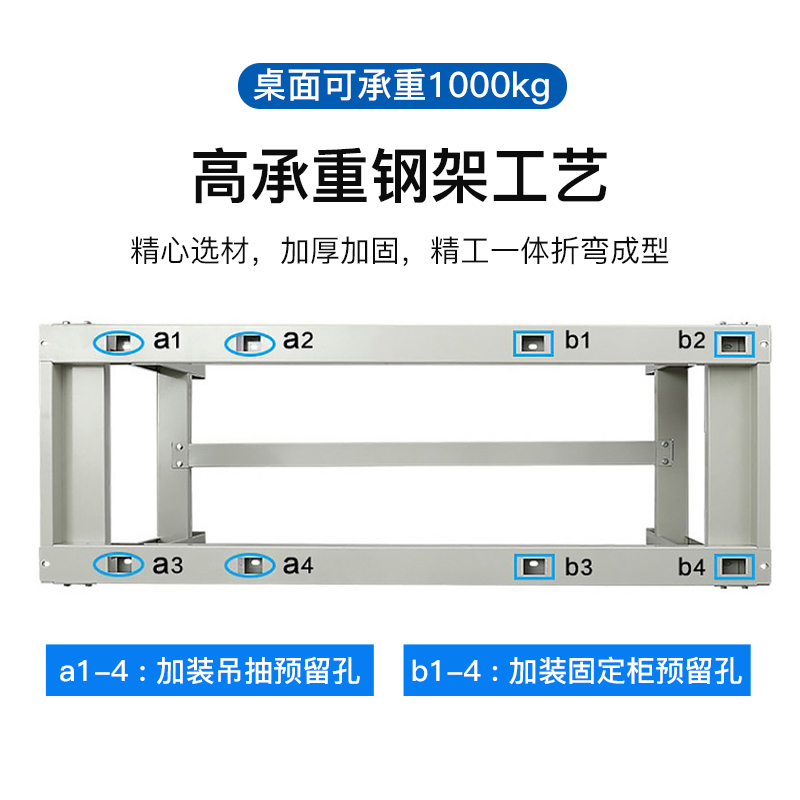 尔迈 重型钳工工作台防静电操作台工厂多功能工具台 2.1米单桌+吊抽高清大图