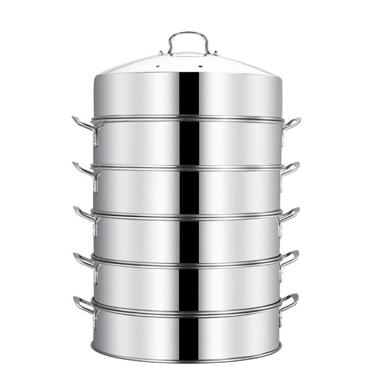 不锈钢大蒸笼商用蒸屉小蒸笼沙县小吃蒸笼包子店酒店专用5笼1盖60cm