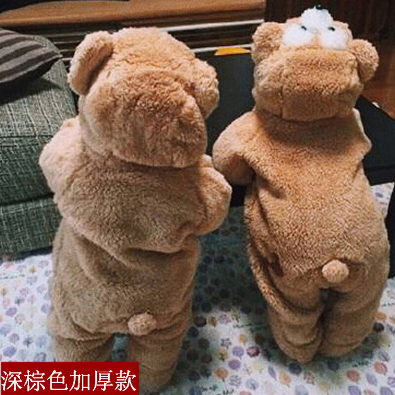 迪鲁奥（DILUAO)儿童卡通连体衣冬季一三岁男女童婴儿棉衣动物宝宝睡衣秋冬法兰绒_572 加厚深棕色熊 120cm(120cm3岁左右)