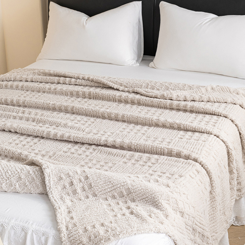 塔芙绒华夫格毛毯 咖色 150x200cmLSY*高清大图