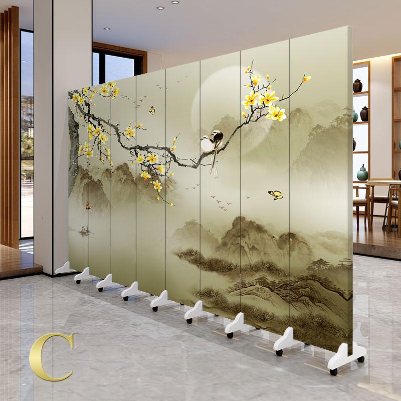 BONJEAN实木中式屏风隔断客厅酒店玄关现代简约移动折叠办公书房隔断墙高清大图