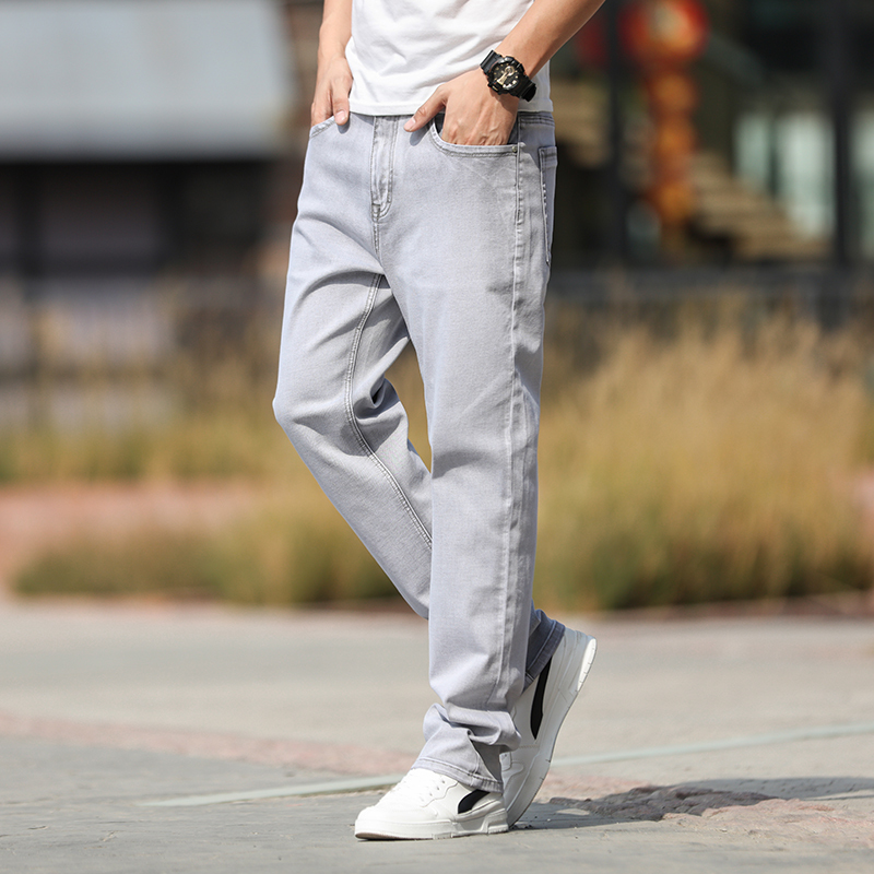 金盾(kin don)秋冬厚款牛仔裤男宽松直筒潮牌阔腿加肥加大裤子大码