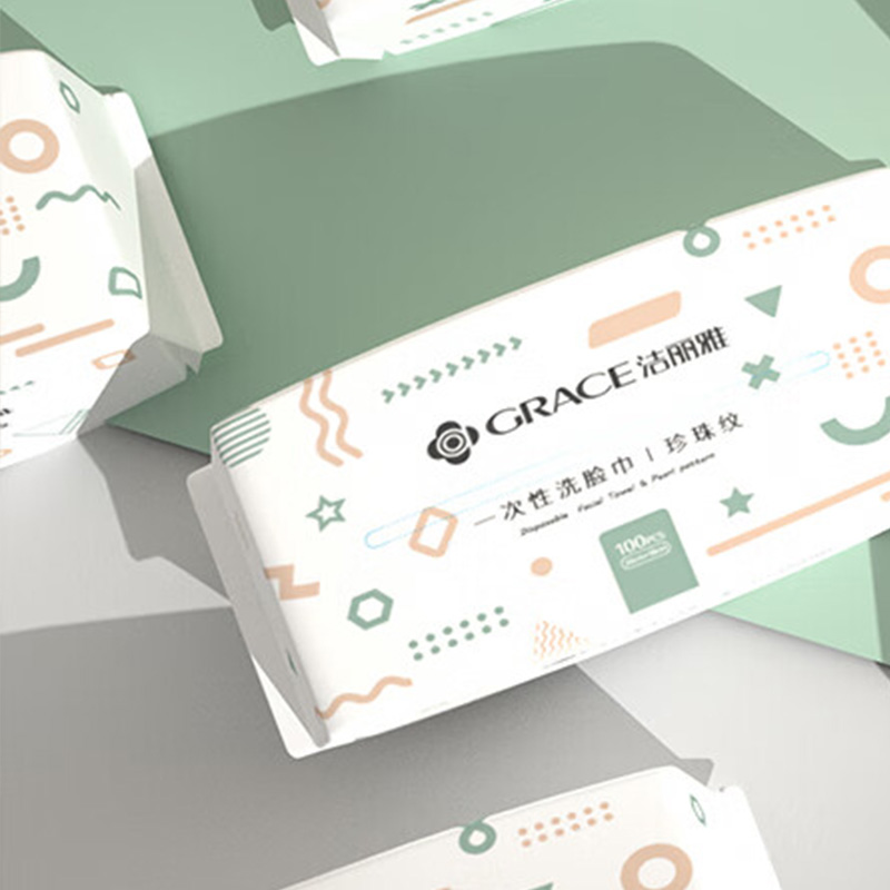 洁丽雅洁面巾100抽*5包干湿两用加厚珍珠纹MRJ735-5高清大图