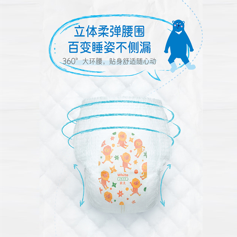 妮飘Nepia Whito进口12小时夜用婴儿纸尿裤S码60片轻薄透气瞬吸干爽男女宝宝尿不湿 4-8kg