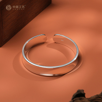 中国工艺 足银开口平安无事手镯 扁平足银手镯约43克