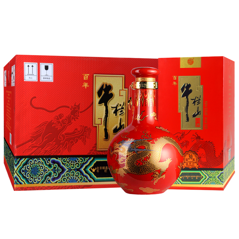 北京牛栏山二锅头 窖藏三十(30)盛世红 53度 清香型白酒 500ml*6瓶 白酒整箱