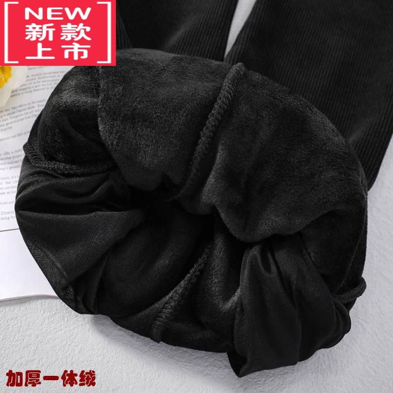 可莉允女童加绒裤子女中大童冬季休闲裤女孩灯芯绒保暖长裤一体绒喇叭裤保暖裤图片