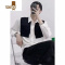 YANXU设计师款黑白拼色衬衫男长袖假冷淡风韩版衬衣潮牌感男装