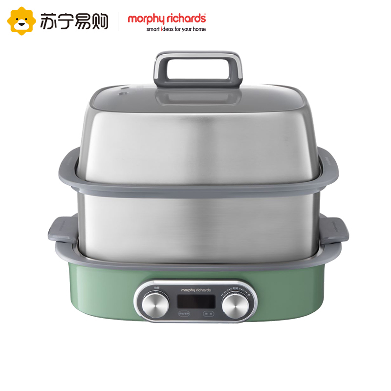 摩飞电器电蒸锅蒸汽锅多功能家用小型隔水蒸炖锅全自动预约蒸煮锅MR1168绿色双层高清大图