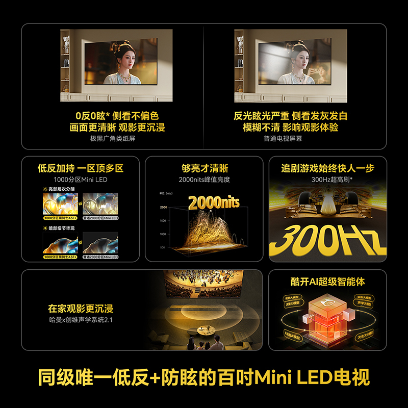 创维电视黑骑士100A5F+ miniled 100英寸低反防眩4K液晶智能平板电视 100吋 100A5F Mini高清大图