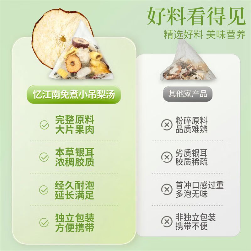 忆江南 银耳雪梨干芦根百合甜煲汤材料包养生茶 免煮小吊梨汤168g(8包)高清大图