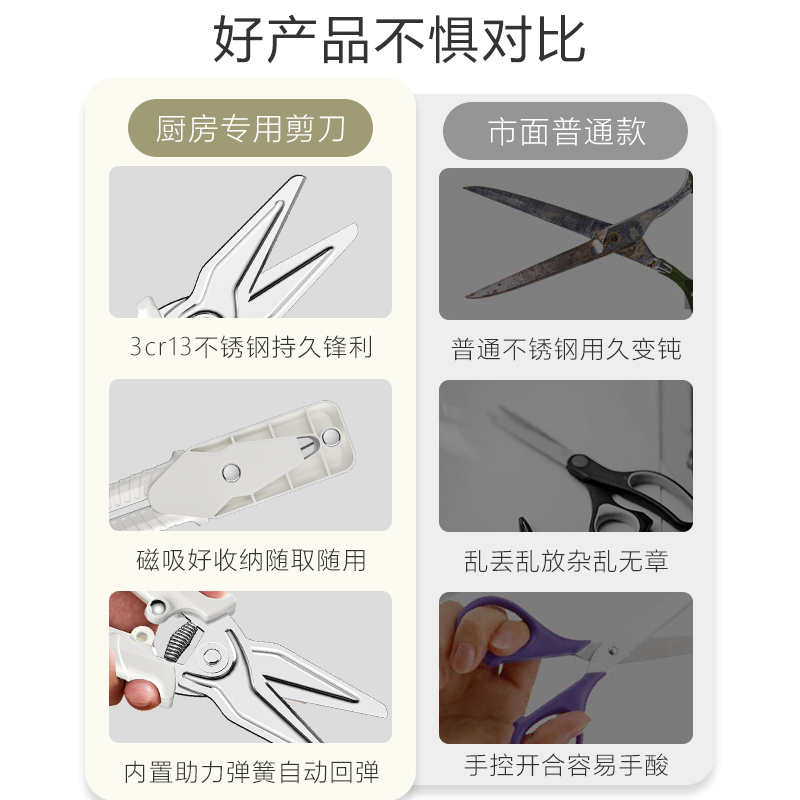 韦诺森(VELOSAN) 多功能厨房剪刀 VE026 白色高清大图