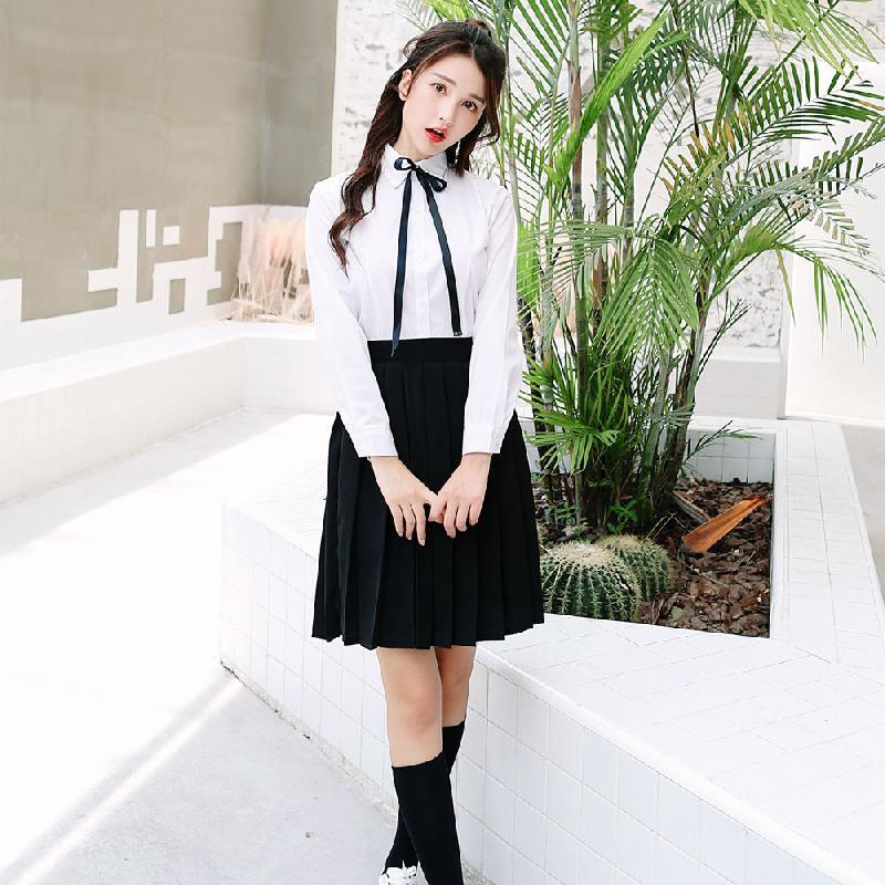 毕业班服学院风白衬衫套装网红校服女学院风韩国初高中学生装裙子莎丞
